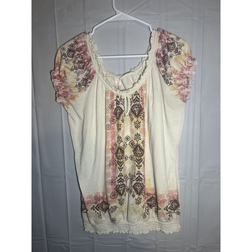 No Boundaries Boho Peasant Top XL 15/17 Cottagecore Floral Smocked Blouse Y2K